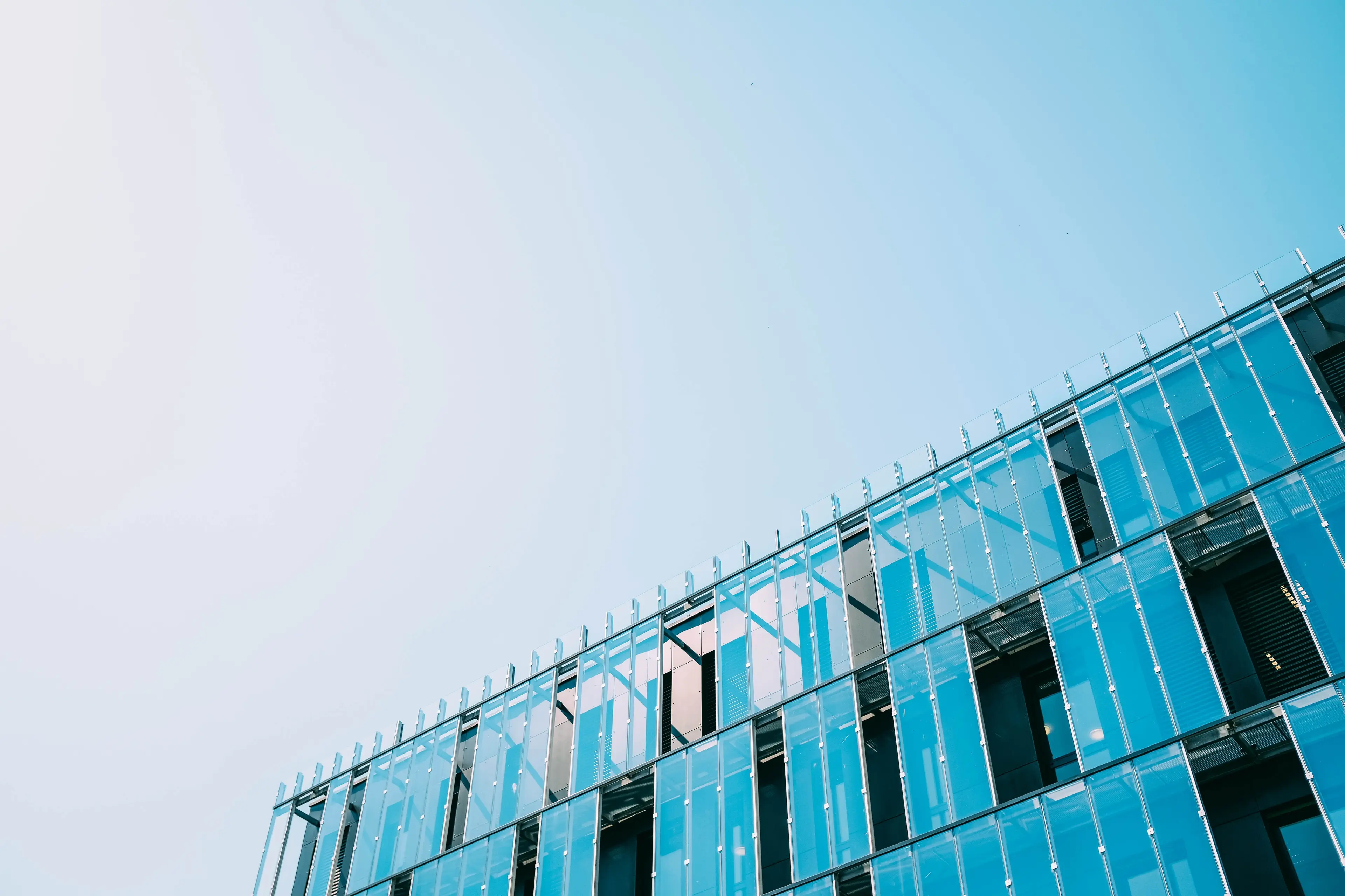 A shot of a corporate glass building